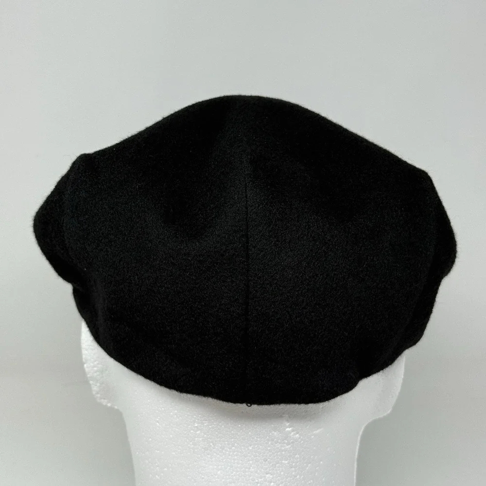 Brooks Brothers Newsboy Cap Size Large Black 100% Cashmere Cabbie Hat Made Italy